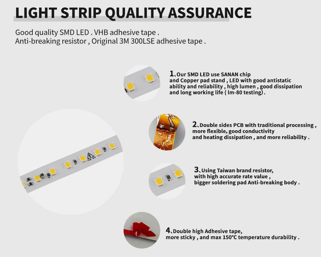 SMD2835 Warm White High Voltage 110v 220v Waterproof Dimming Strip Led Light