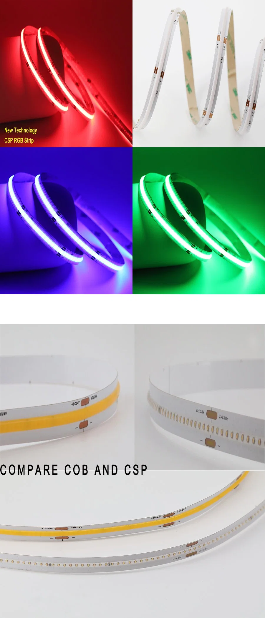 Without Light Spot IP20 High Density Csp RGB LED Flexible Strip Light